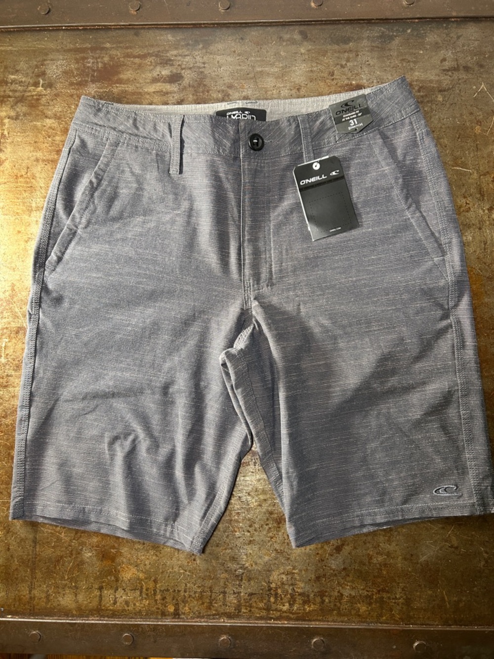 O'Neill Hybrid “Locked Slub” Shorts Gray Flat Front Shorts Men’s Size 31 NWT